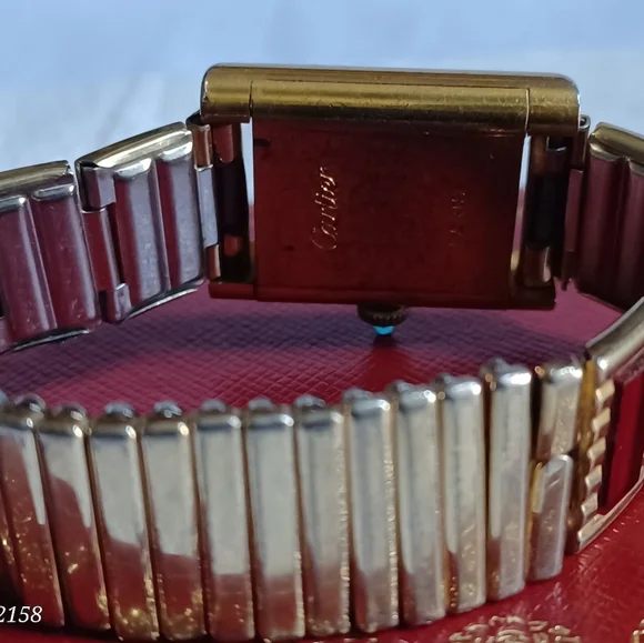 *SOLD* Ladies Cartier Gold-Tone Watch With 8 Garnet Panels VERY Old - Picture 13 of 14